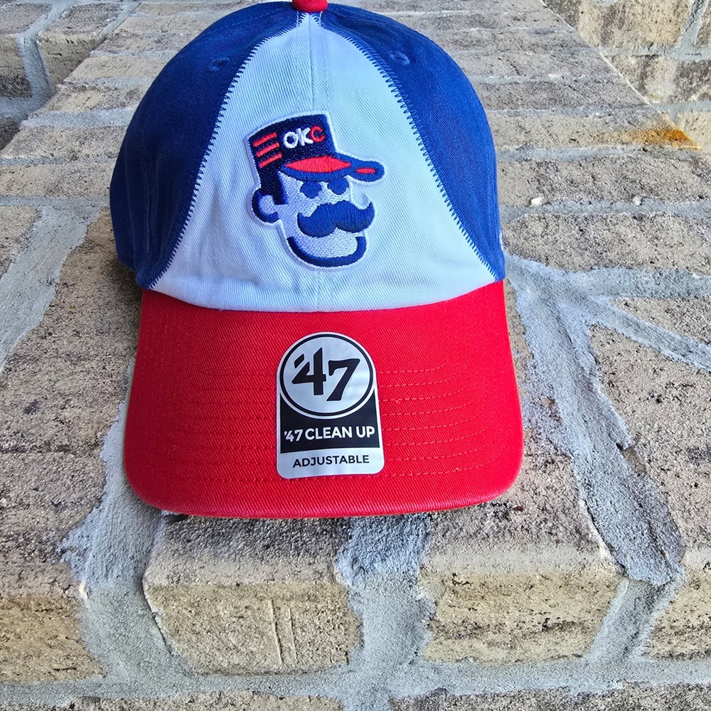 '47 OKC 89ers Tri-Cut Clean Up Hat Mens Blue Red‎ White Adjustable Strapback Cap